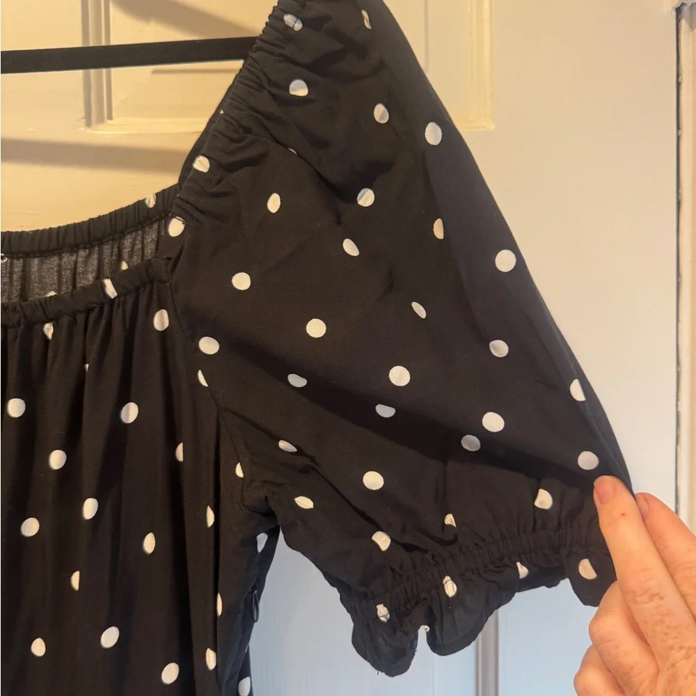 J.Crew Black & White Polka Dot Maxi Dress Puff Sleeve Cottagecore M